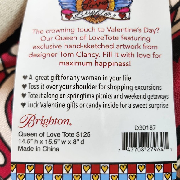 NWT Brighton Queen of Love Canvas Tote Carryall Shoulder Bag Colorful Graphics - Picture 9 of 9